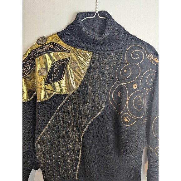 Vintage Adriano by I. Fatigati Women's Sweater‎ S Embellished Retro Shoulder pad - Picture 5 of 11